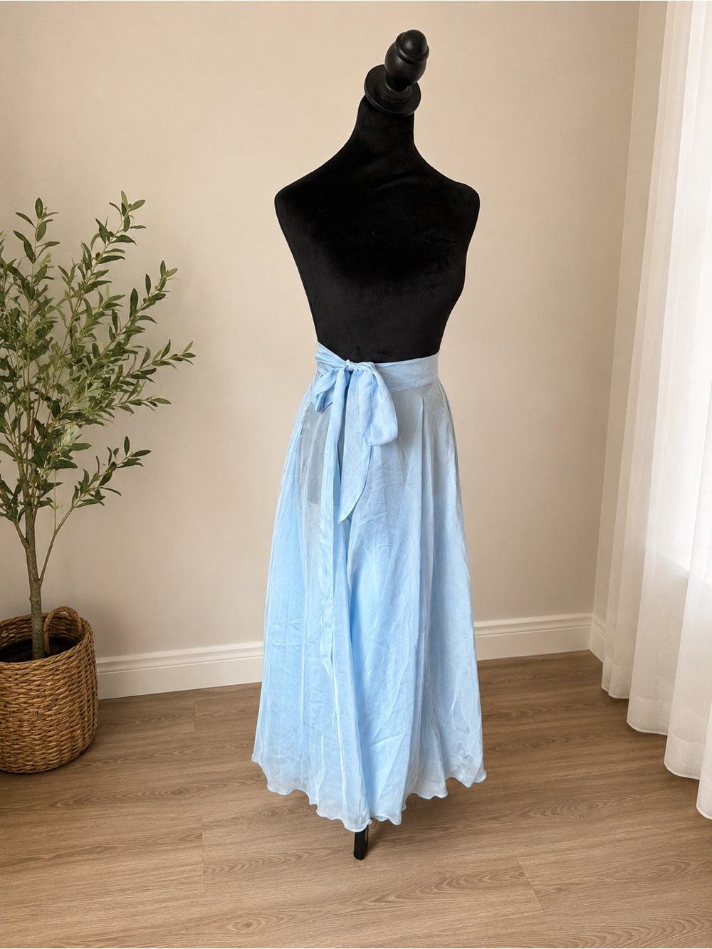 Light Blue Chiffon Ballroom Dance Wrap Skirt Adult Size Flowy Practice